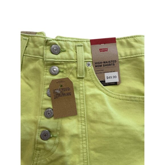 LEVIS High Waisted Lime Denim Mom Shorts Size 27 NEW - Picture 7 of 11